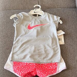 Nike Gray Top and Pink Shorts Set